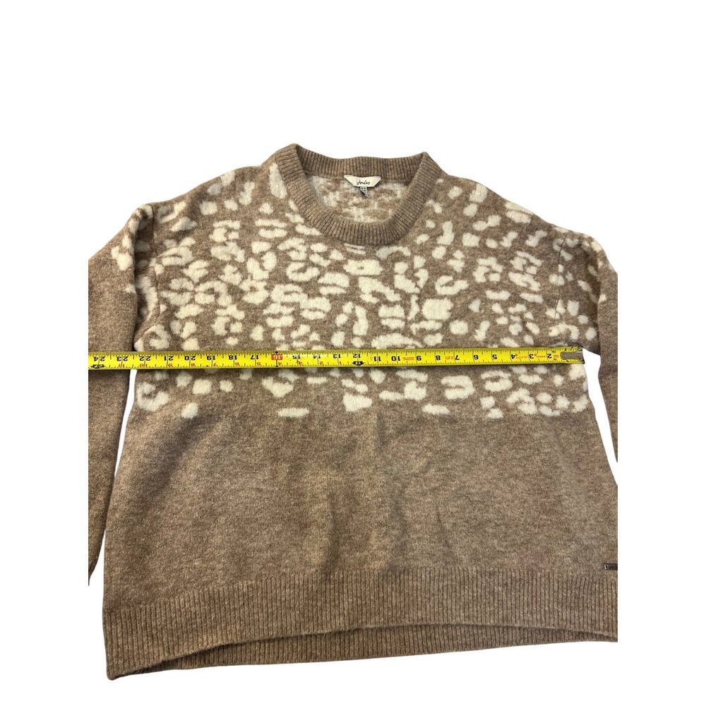 Joules Niamh Leopard Print Wool Blend Crew Neck Sweater Brown Womens Size 12 - Picture 5 of 10